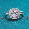 925 Sterling Silver wedding Ring pt950 Gold Ring Womens fashion jewelry set with pink Mossan diamond ring