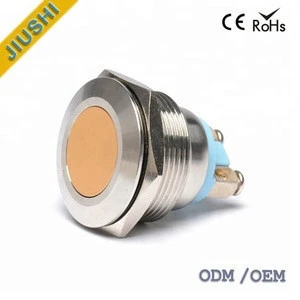 A22-10 flat head momentary waterproof metal push button switch 22mm 1NO golden other colors can be plated