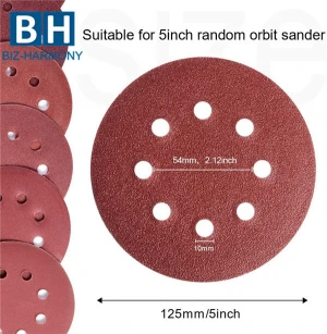 Abrasive Hook And Loop 5 Inch 150mm Aluminum Oxide Round Sand Paper Sanding Disc
