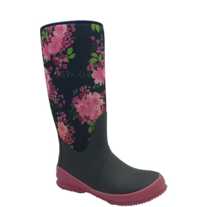 Adults Women Printed Fashion Shoes Waterproof Warm Lightweight Neoprene Rubber Rain Boots