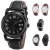 Import Agent X Military Sport Black Leather Strap Men Elegant Quartz Watch from Hong Kong