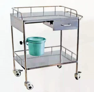 Aluminum And Steel Hospital Trolley Beauty Equipment Dressing With Straight Handle Hand Writing Board  Hospital Furniture
