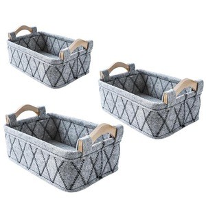 Amazon hot selling 3pcs set Felt Laundry Basket Storage Basket Bin and Toy Organiser for Children