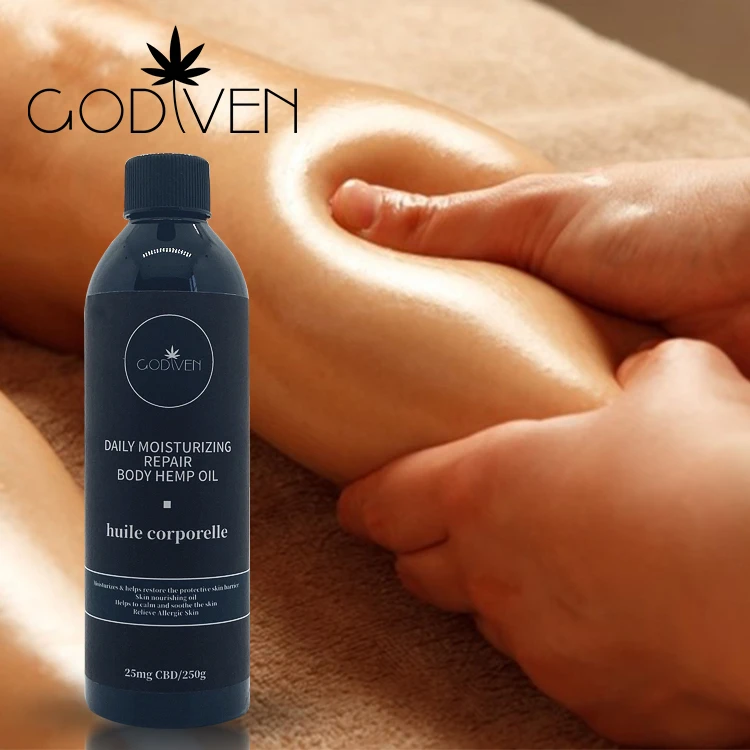 Amazon Supplier With Real Hemp extracts content, Massage Body Oil Nourishing Moisturizing with real CBD,Free Design service wit