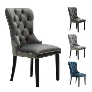 American Style Wooden Furniture Upholstered Velvet Fabric Tufted Back Dining Room Chair