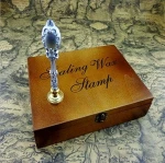 ANJI Wood fire paint seal custom retro flower letter set wooden box luxury set of fire paint seal