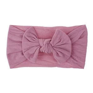 Baby Girl Nylon Head Wrap Floppy Big Bow Turban Headband For Babies Headwear Baby Top Knot Hairband HB0036