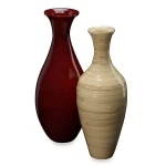 Bamboo Lacquer Decoration Floral with Circle Bamboo Vase Vietnam handmade antique brown spun bamboo vase natural flower vase