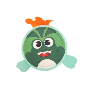 Beach Toy Cartoon Prince Frog Design Fabric Round Flying Away Disc for Outdoor Fun