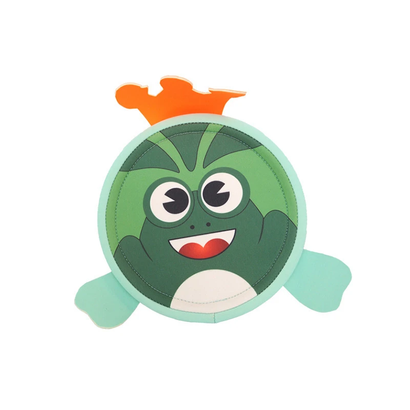Beach Toy Cartoon Prince Frog Design Fabric Round Flying Away Disc for Outdoor Fun