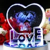 Beautiful top quality wedding favors heart shape LOVE crystal crafts with led light base