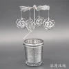 Best sale aluminum metal gift rose shape rotary tealight candle holder