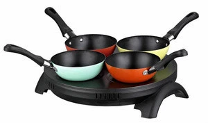 Best sale pancake maker with 4 color woks for family party