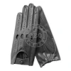 Black Leather Car Driving Gloves For Gents
