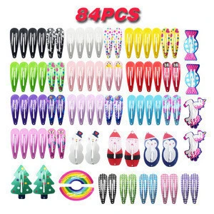 Bobby Pins Girls Hair Clips Hairpins Kids Snap Barrettes 5CM Spray Printed Animal Unicorn Cartoon Drip Design Christmas Gift Set