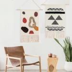 Bohemian Art Decoration Jacquard Woven Tapestry Cotton Wall Rug Rope Woven Tufted Wall Hanging Tapestry Tassel Tapestry