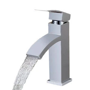Branded Custom Logo New Type Modern Deck Mounted Stainless Steel Polished Single Handle Cold Water  Bathroom Basin Faucet