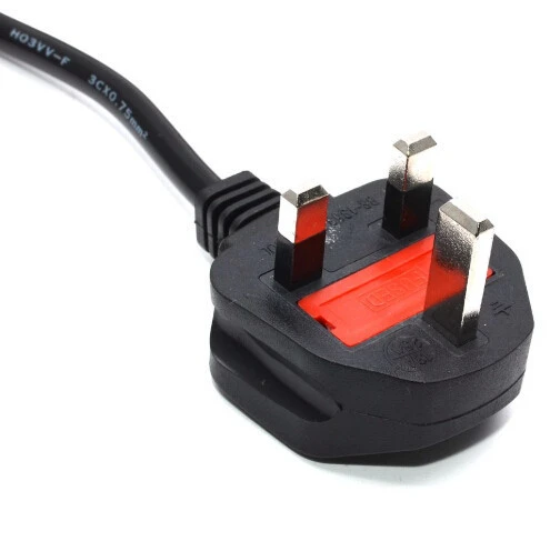 BS approval UK 3 pin male fused plug to IEC C7 female power extension cord customized