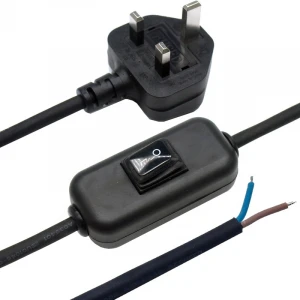 BS UK On Offf Inline Cord foot Switch With H05RN-F cables with  inline waterproof switch