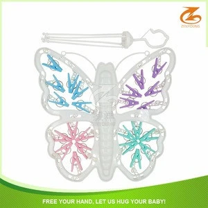 Butterfly shape 24clips laundry plastic clothes hanger with pegs for clothes dryer drying rack