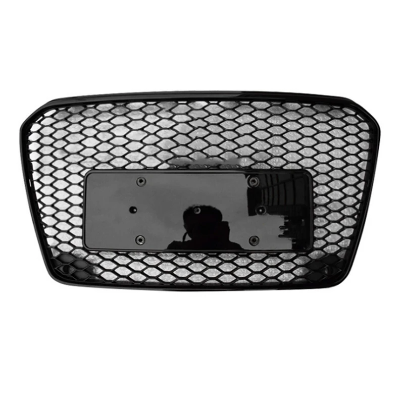 Car Front Bumper Grill Black Honeycomb Mesh Grille For Audi A4 B9 RS4 Racing Grille With Black Ring-2019