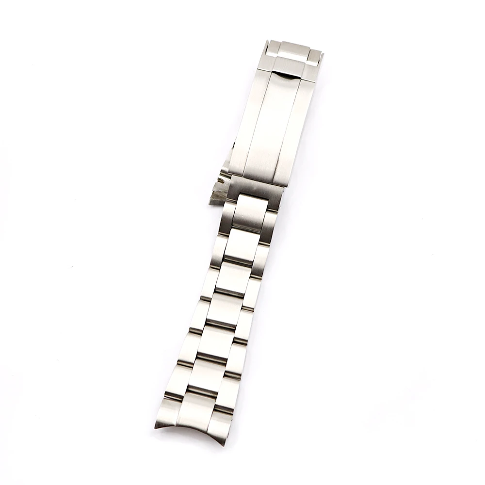 CARLYWET 20 21mm Solid Curved End Stainless Steel Screw Links Wrist Watch Band Bracelet With Glide Flip Lock Clasp