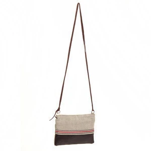 Casual Durable Linen Fabric Crossbody Messenger Zipper Bag With Long Shoulder Strap For Girls