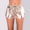 CChina Clothing Factory High Light Pleats Leather Shorts in Gold