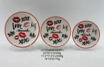 Ceramic spoon rest with red heart fori Valentine's Day decoration