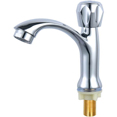 Cheap Brass basin faucet deck mount single handle chromed cold water tap
