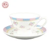 Cheap customize Eco-friendly wholesale tea cups and saucers printing decal ceramic tea cups