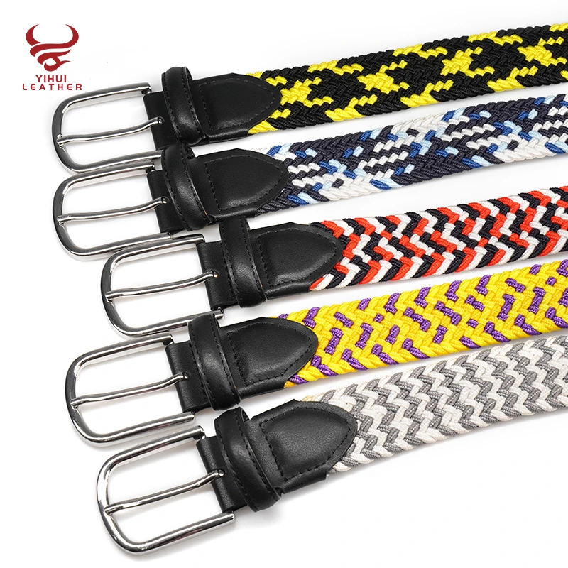 Cheap Fashion Casual Waist Woven Belt Braided Belt Knit Men Fabric Elastic Man Belt