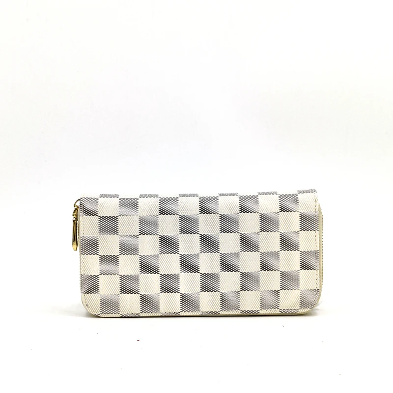 checked PU leather wallet