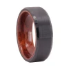 Chengjewelers New designs ip black wood inlaid tungsten rings with brushed surface finished