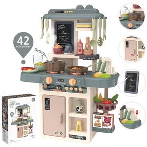 Children Play House Toys 63cm with Sound and Light Spray Kitchen Toys Vegetables Tableware Simulation Cooking Toys