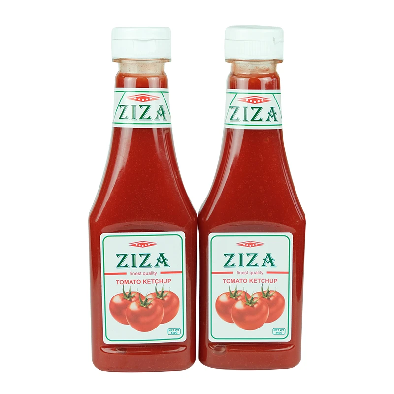 China Hot Sale Tomato Double Concentrated Sauce 340g Tomato Ketchup with Plastic Bottle
