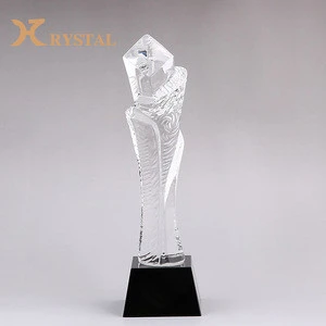 Chinese Characteristics Trophy Liuli Glass Folk Craft Transparent Crystal Award Trophy