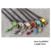 Chinese sandalwood women hair pins wooden hair sticks with crystal apparel and flowers designs