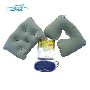 Classic Popular Inflatable Travel Kit with Rest Cushion, Eye Mask, Neck Pillow