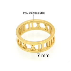Classics Roman Numerals Stainless Steel Ring Roman Rings For Women