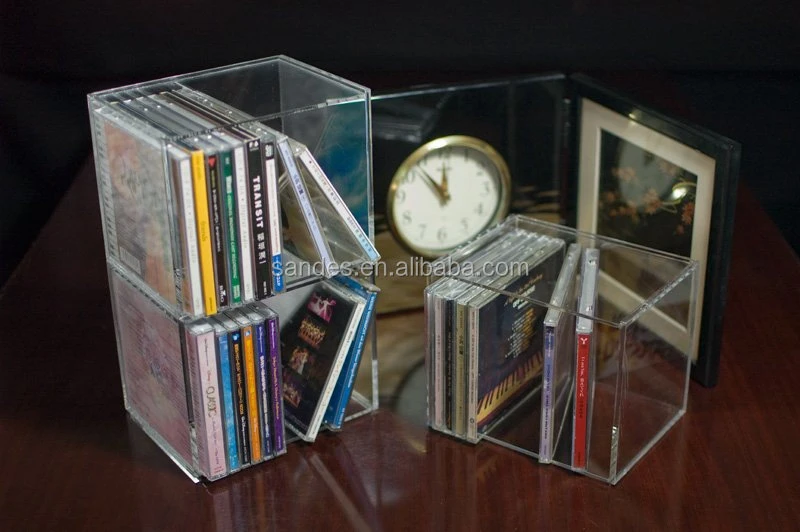 Clear Home Acrylic CD Storage Holder Rack Plastic CD Display Box