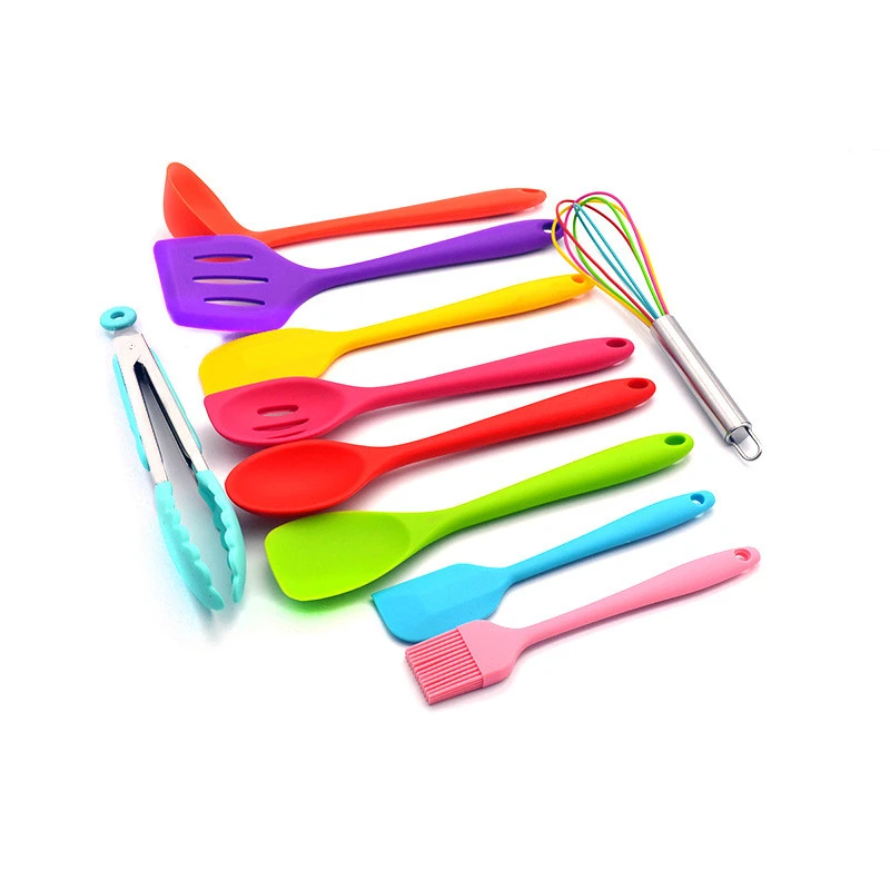 Color Silicone Kitchenware 10-piece Set Non-stick Pot Silicone Kitchenware Set Environmental Protection Cooking Shovel Tool