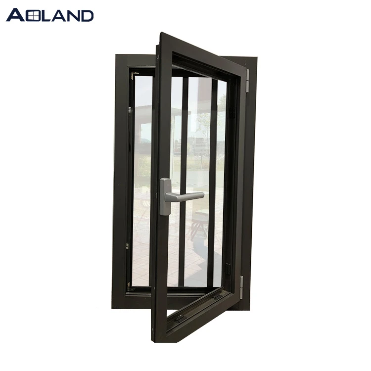 Commercial aluminium metal frame security grill casement glass window