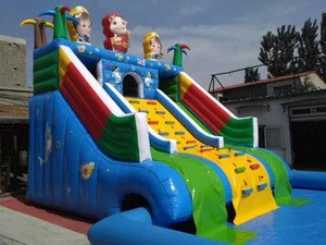 Commercial inflatable water slide, inflatable slide with small pool, inflatable bouncy slide for sales