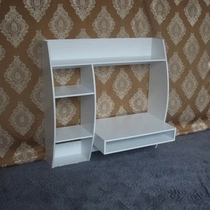 Computer Desk Wall Mounted White Table Floating Space Saving Storage Shelf Desk