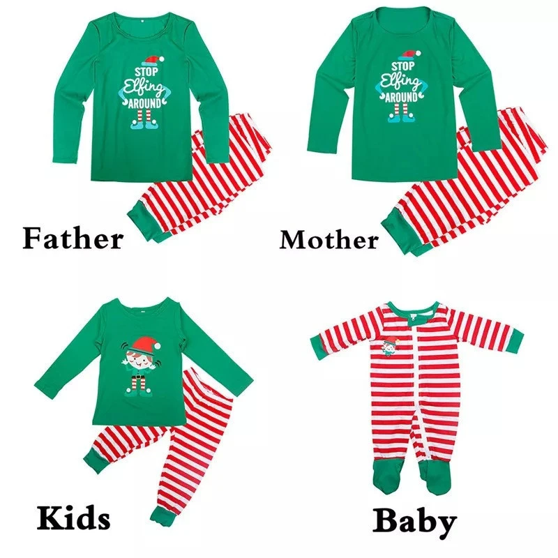 Cotton Christmas Family Matching Outfits Long Sleeve Christmas Pajamas Mommy And Me Outfits Baby Christmas Clothes