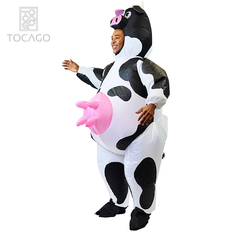 Creations Inflatable Costume Air Blow-up Halloween Cow Costume - Adult Size (53 to 63) White