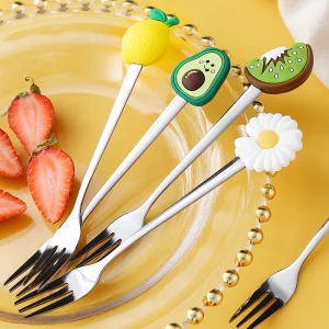 Creative Japanese cartoon stainless steel fruit fork cute ice cream spoon dessert spoon avocado stainless steel coffee spoon