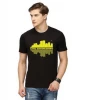 Crewneck men&#039;s black screen printing custom wholesale cotton T shirt