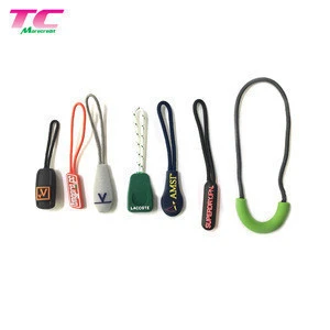 Custom Brand Logo Rubber Zipper Pull,Silicone Plastic Zipper Puller,String Zipper Slider For Garments Or Bags